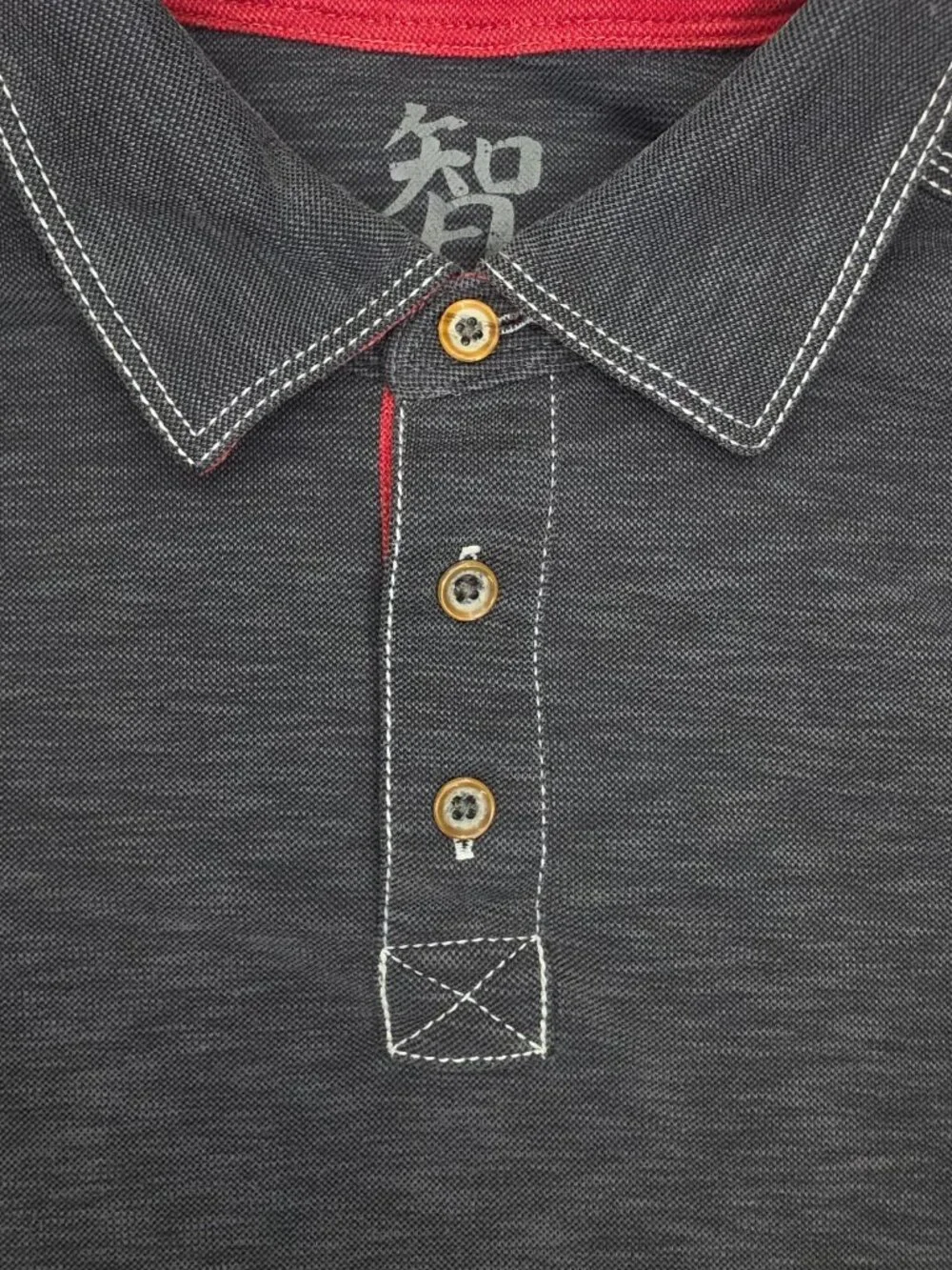 Age of Wisdom Polo Shirt Mens Medium Gray Contrasting Collar Golf Short Sleeve - Picture 2 of 8